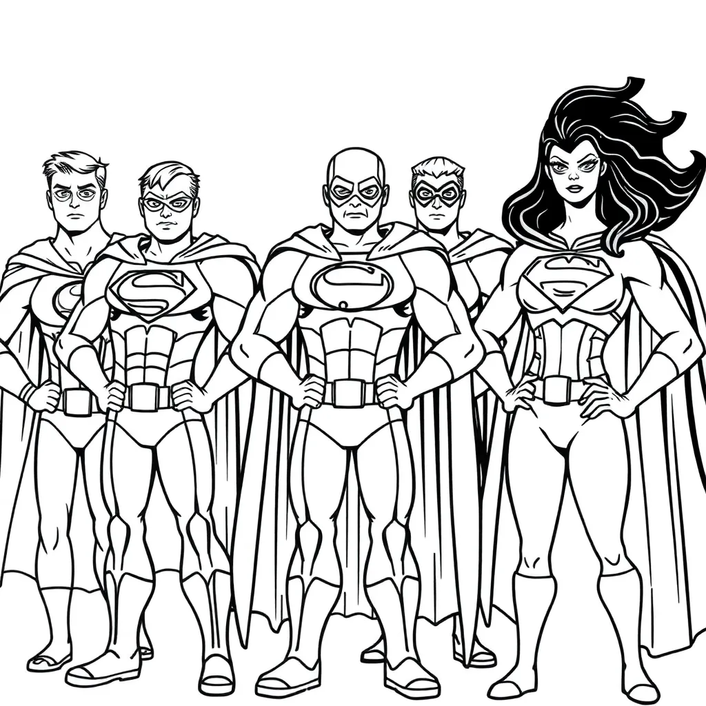 Superheroes coloring page