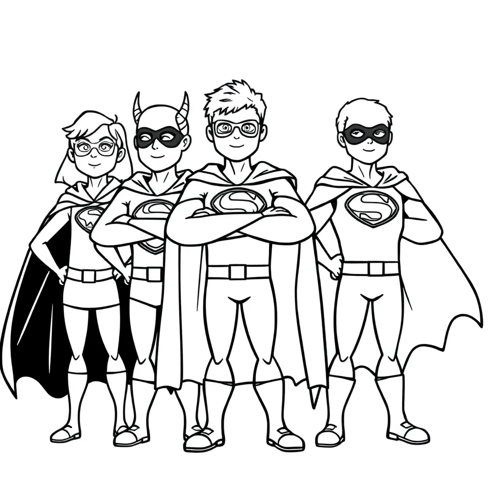 Superheroes coloring page