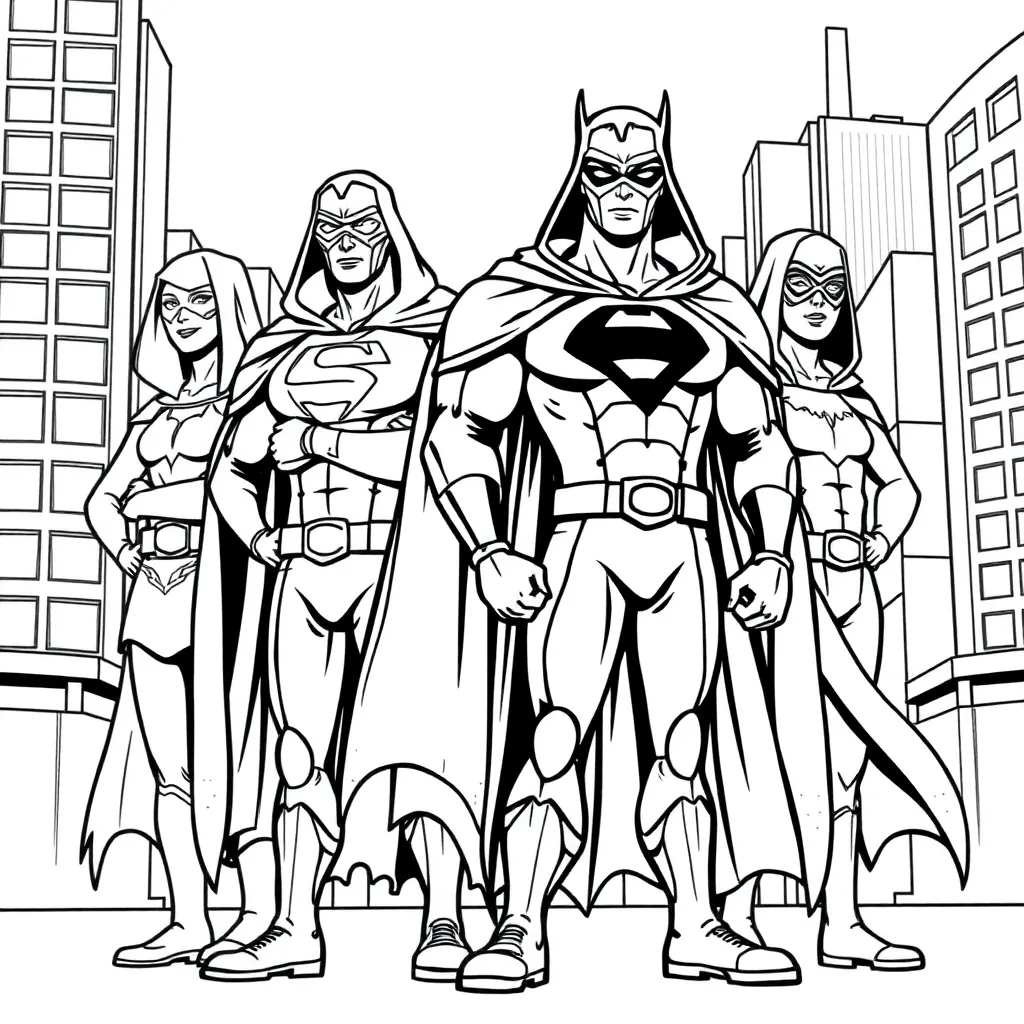 Superheroes coloring page