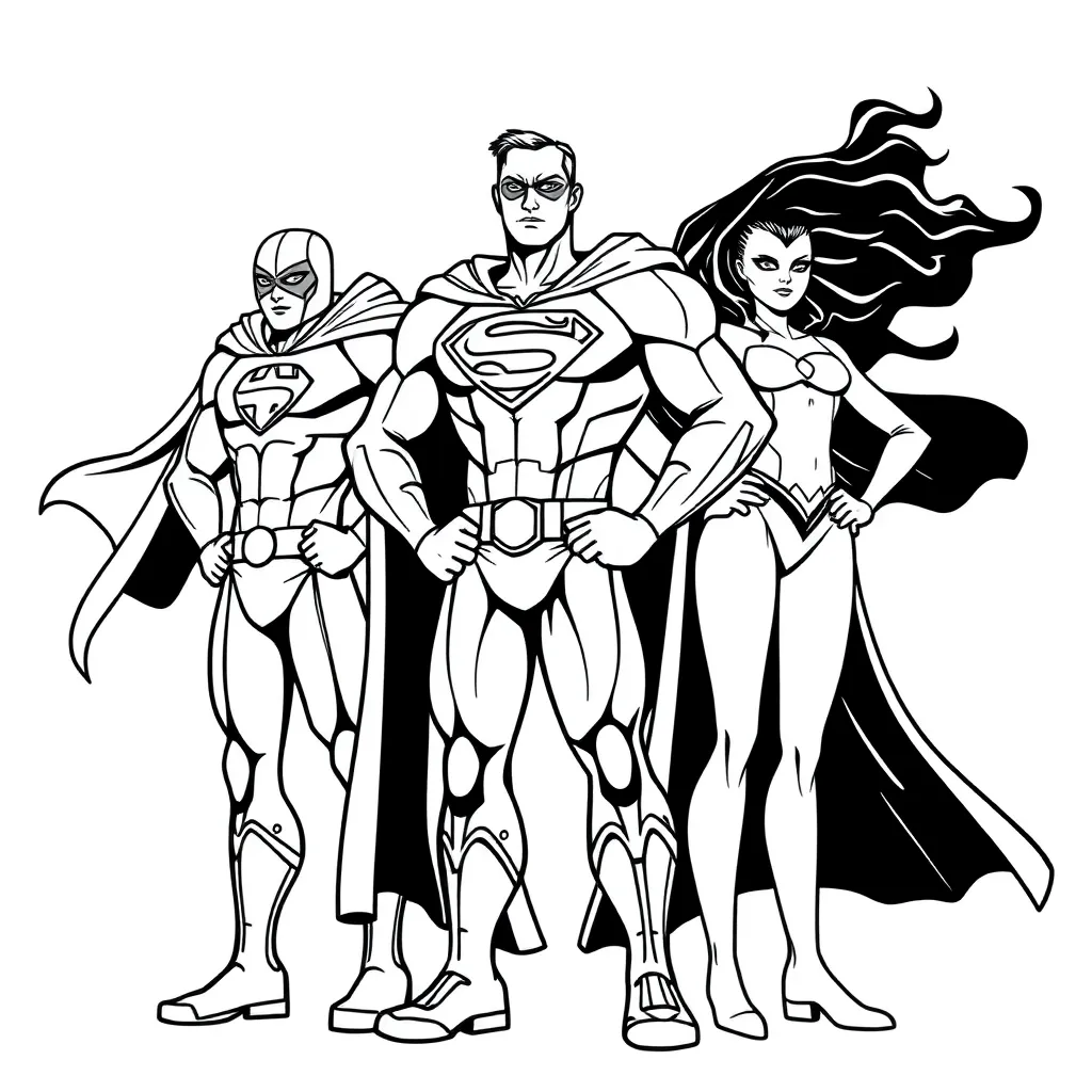 Superheroes coloring page