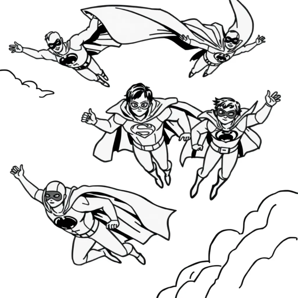 Superheroes coloring page