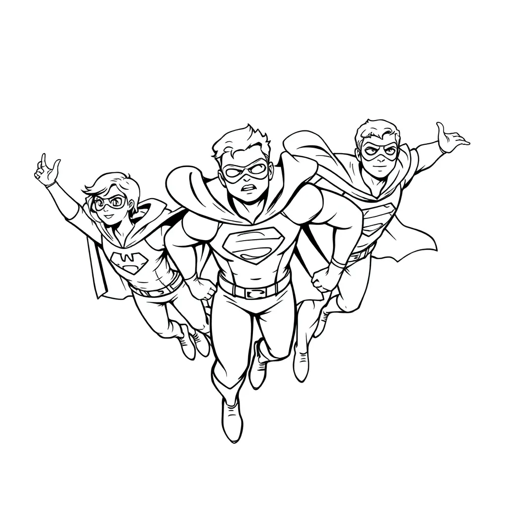 Superheroes coloring page