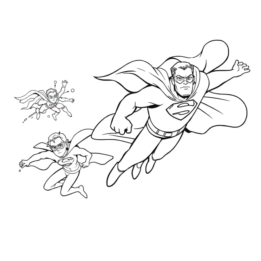 Superheroes coloring page