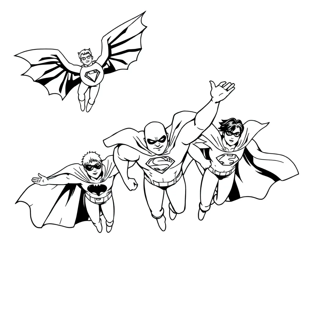 Superheroes coloring page