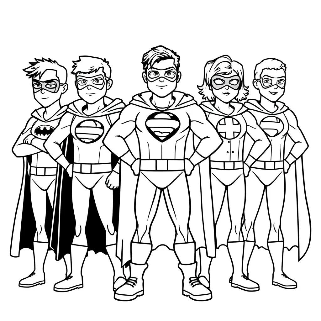 Superheroes coloring page