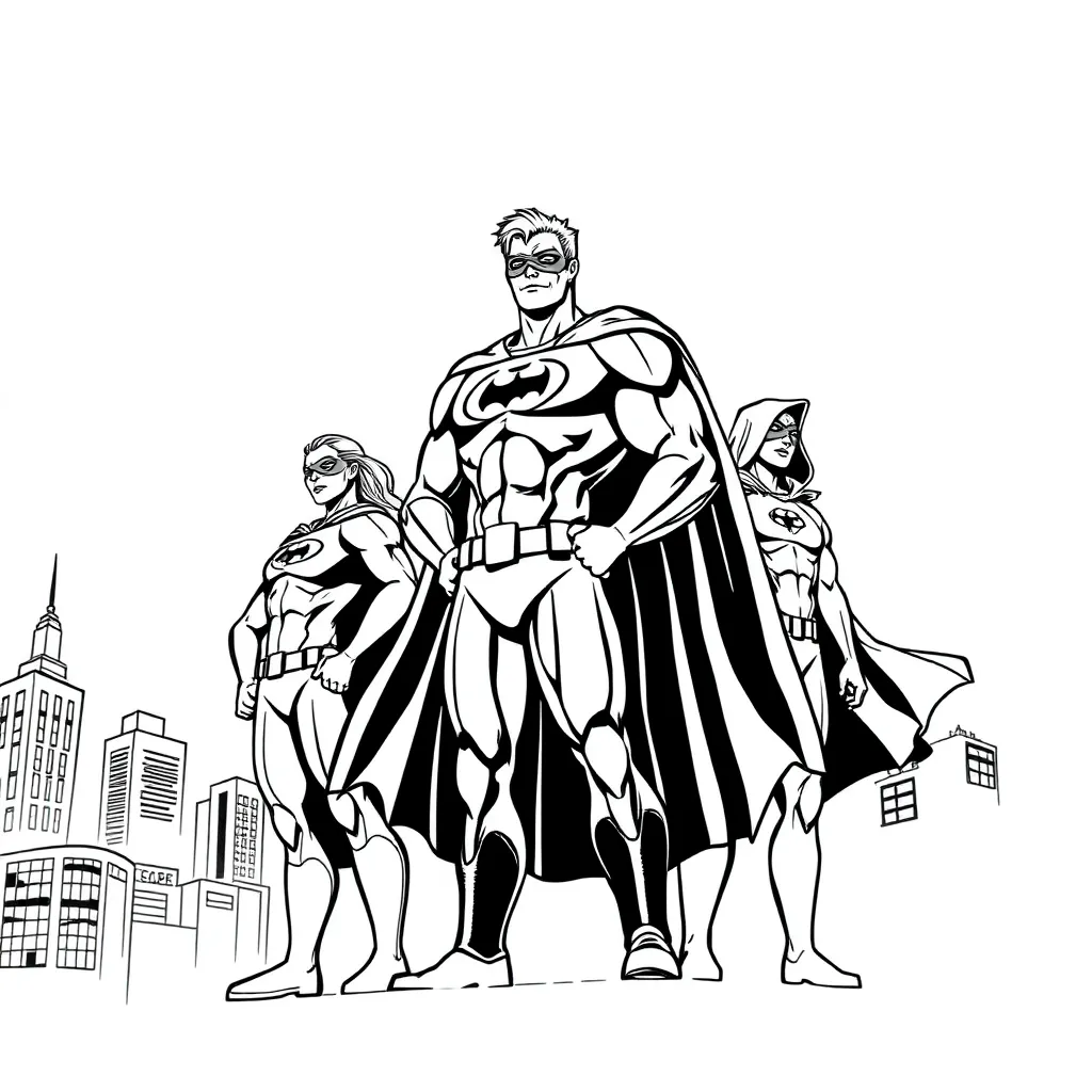 Superheroes coloring page