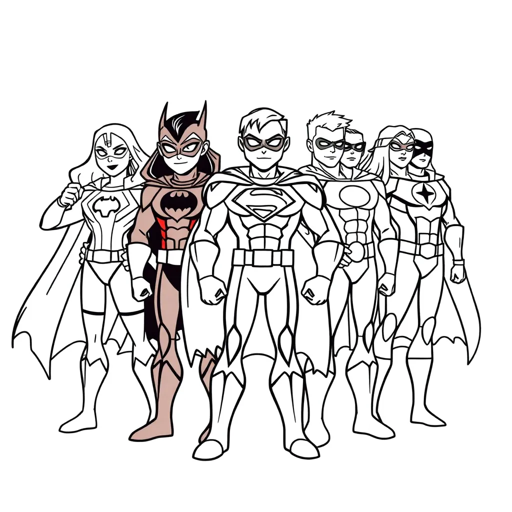 Superheroes coloring page