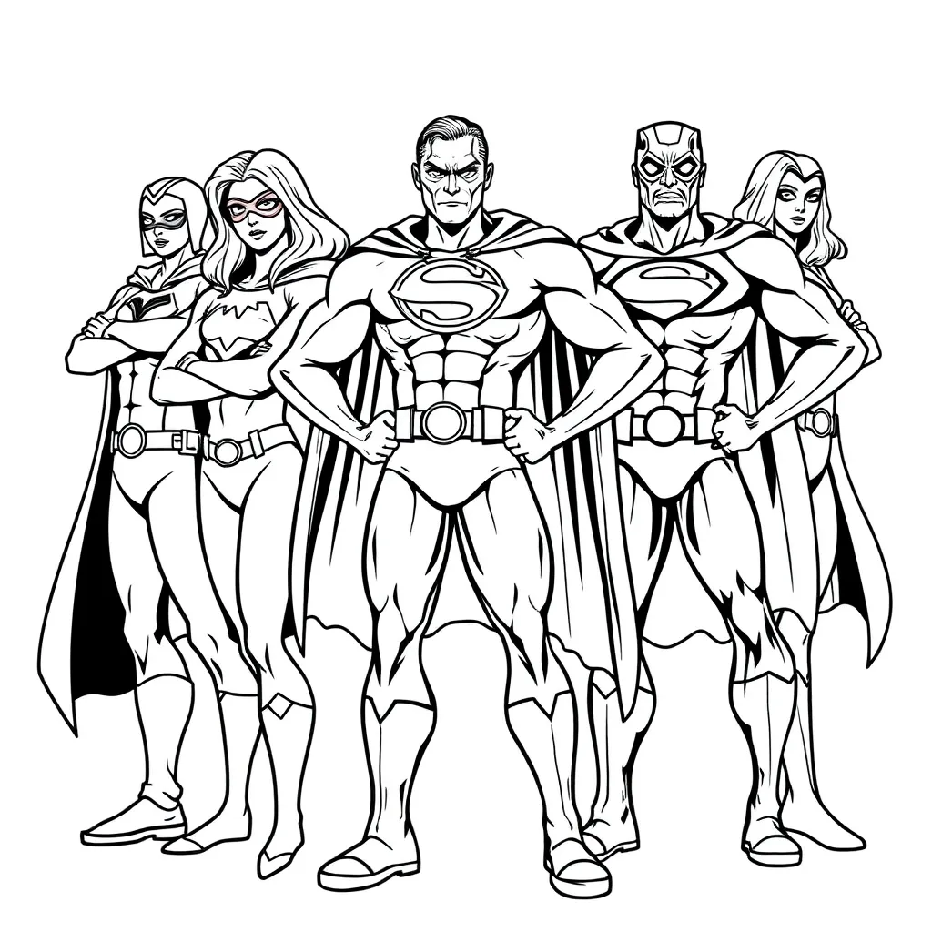 Superheroes coloring page
