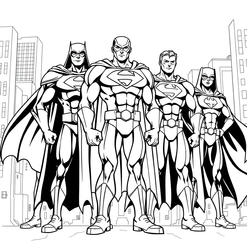 Superheroes coloring page