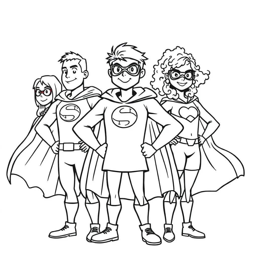 Superheroes coloring page
