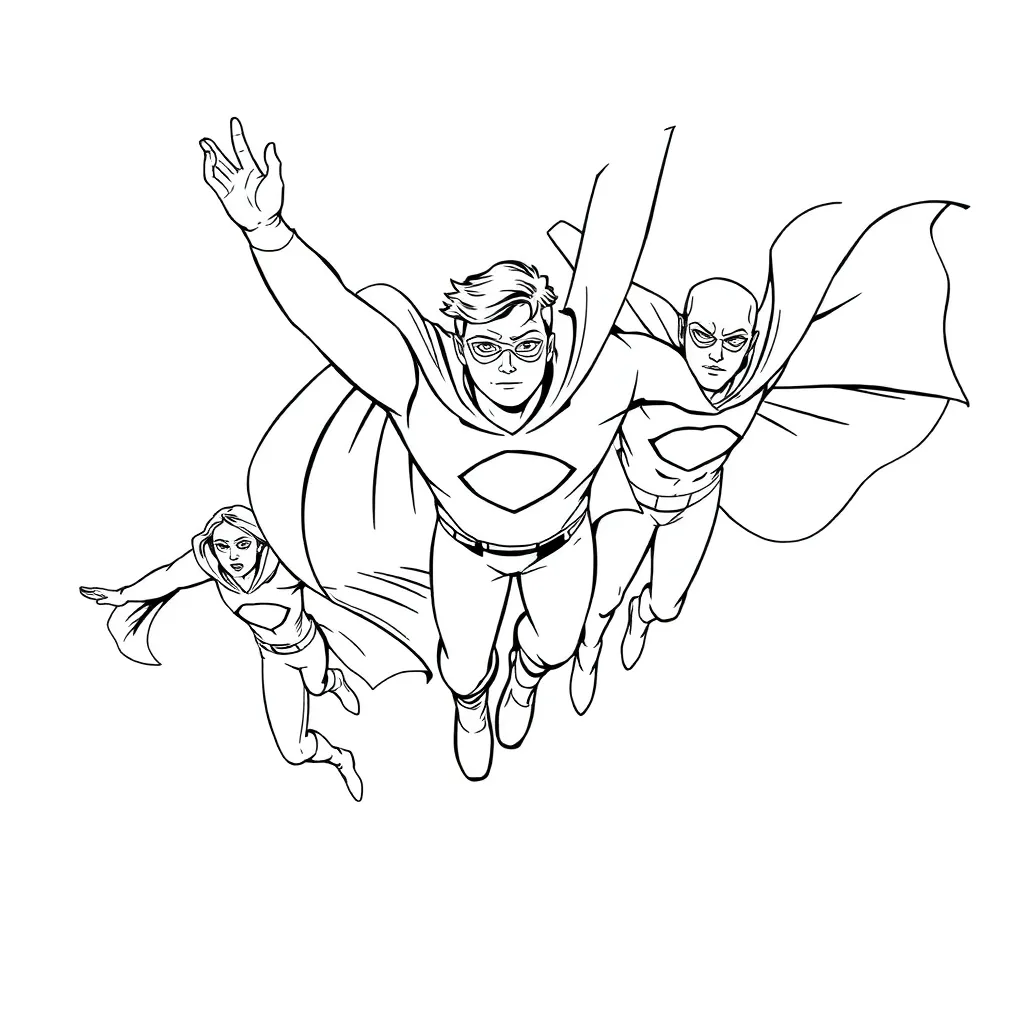 Superheroes coloring page