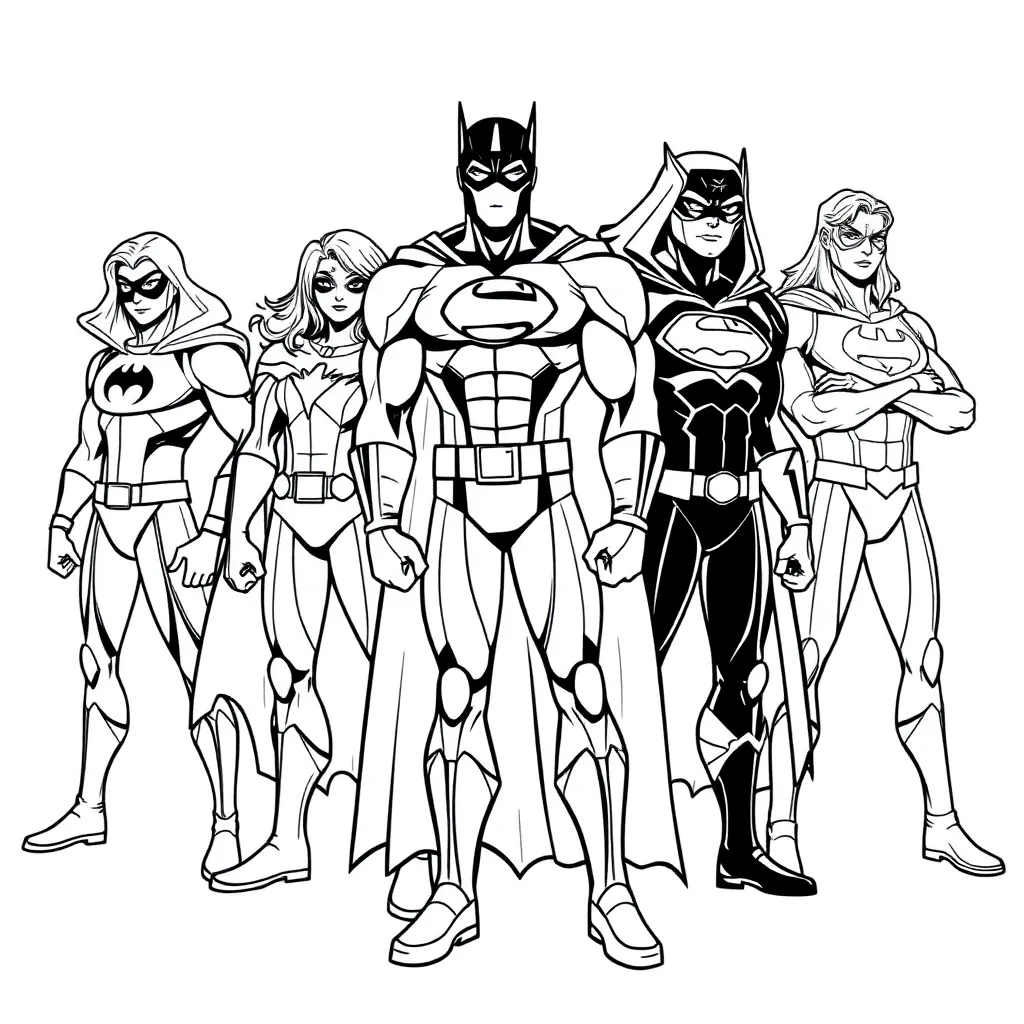 Superheroes coloring page