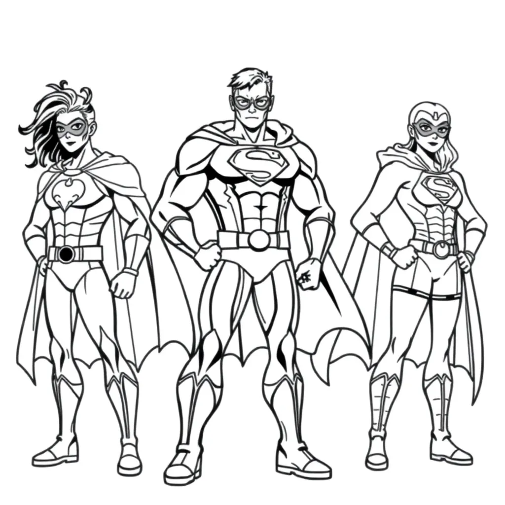 Superheroes coloring page