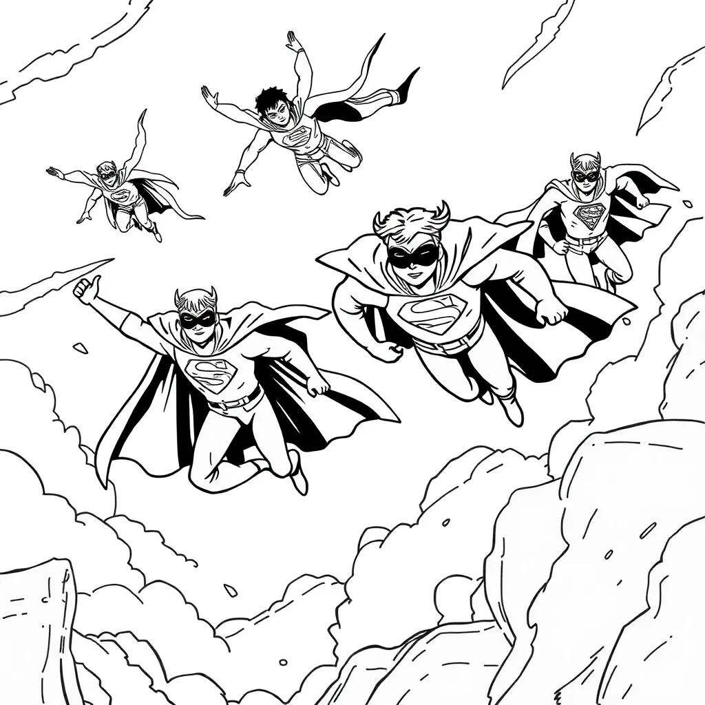 Superheroes coloring page