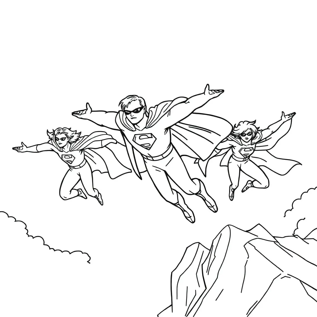 Superheroes coloring page
