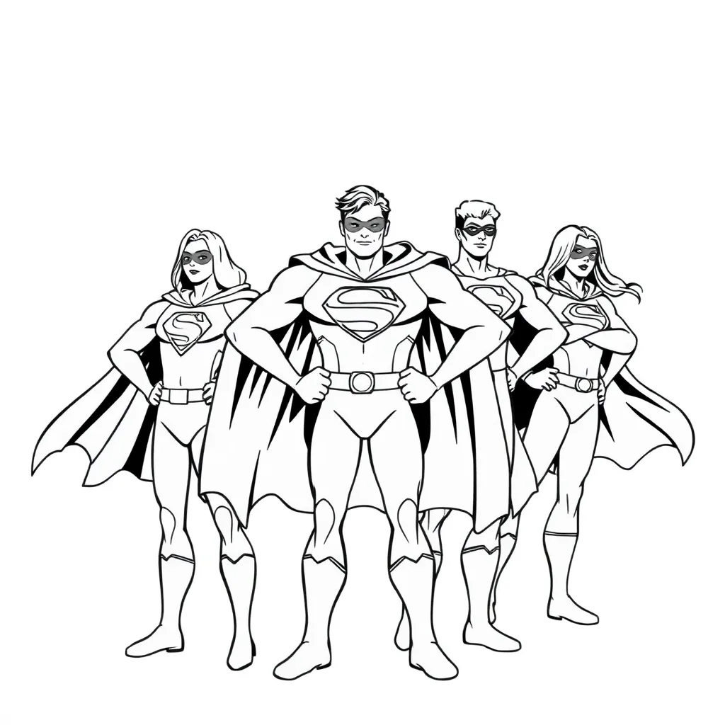 Superheroes coloring page