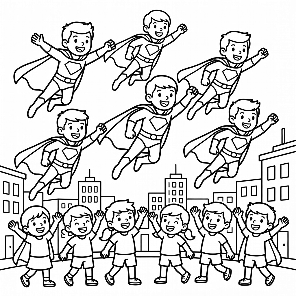 Superheroes coloring page