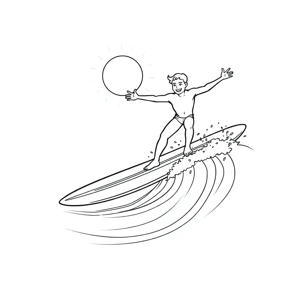 Surfer coloring page