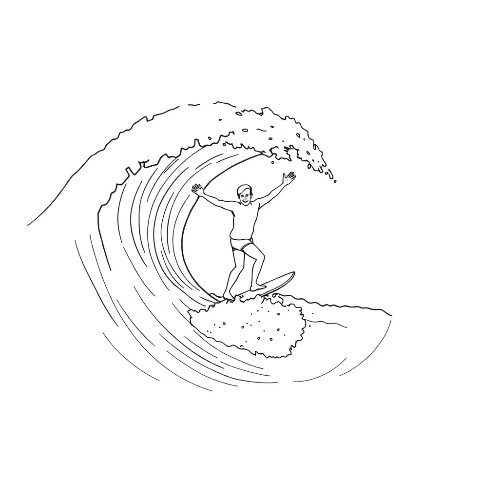 Surfer coloring page