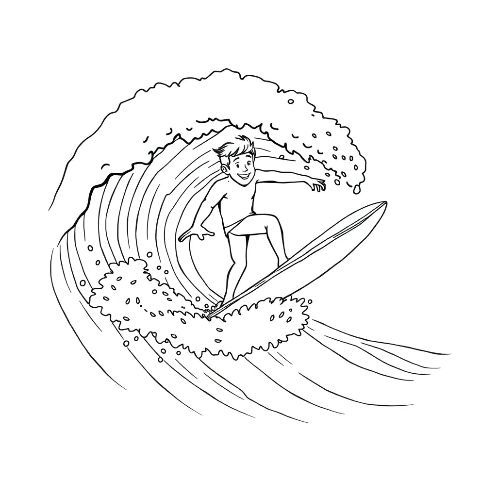 Surfer coloring page