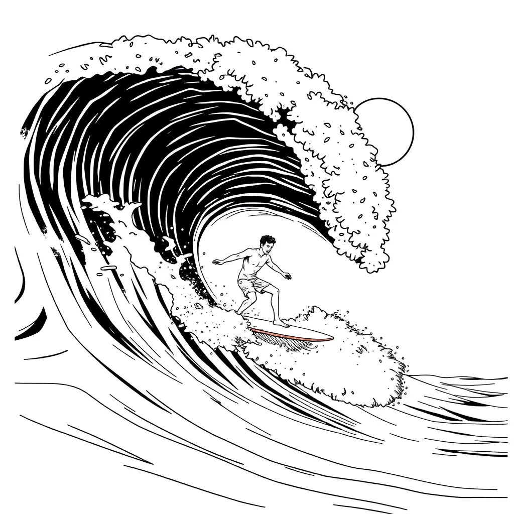Surfer coloring page