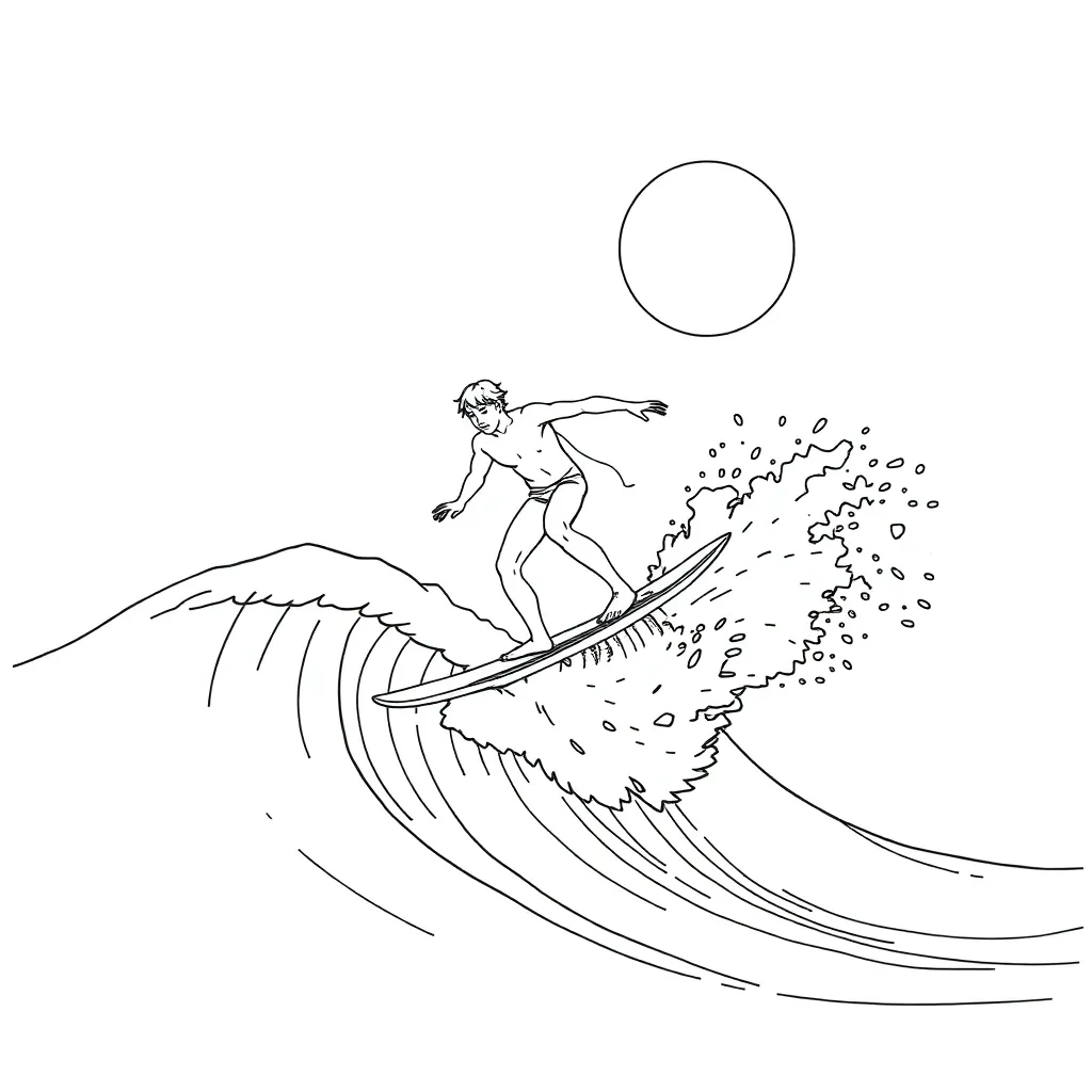 Surfer coloring page