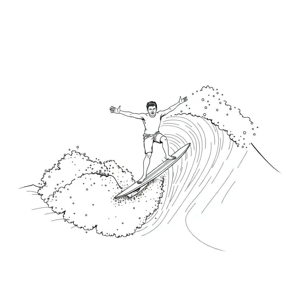 Surfer coloring page