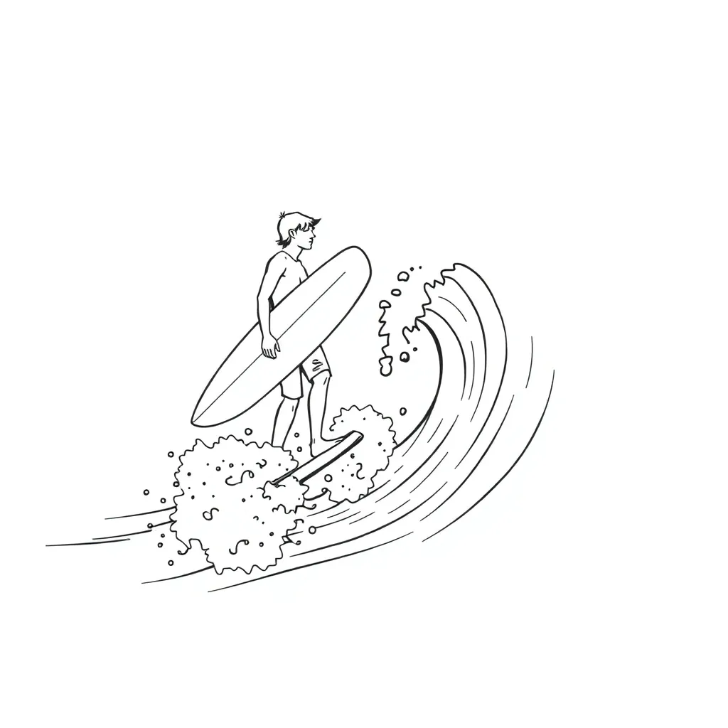 Surfer coloring page