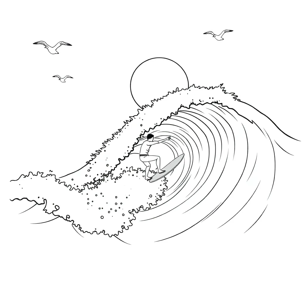Surfer coloring page