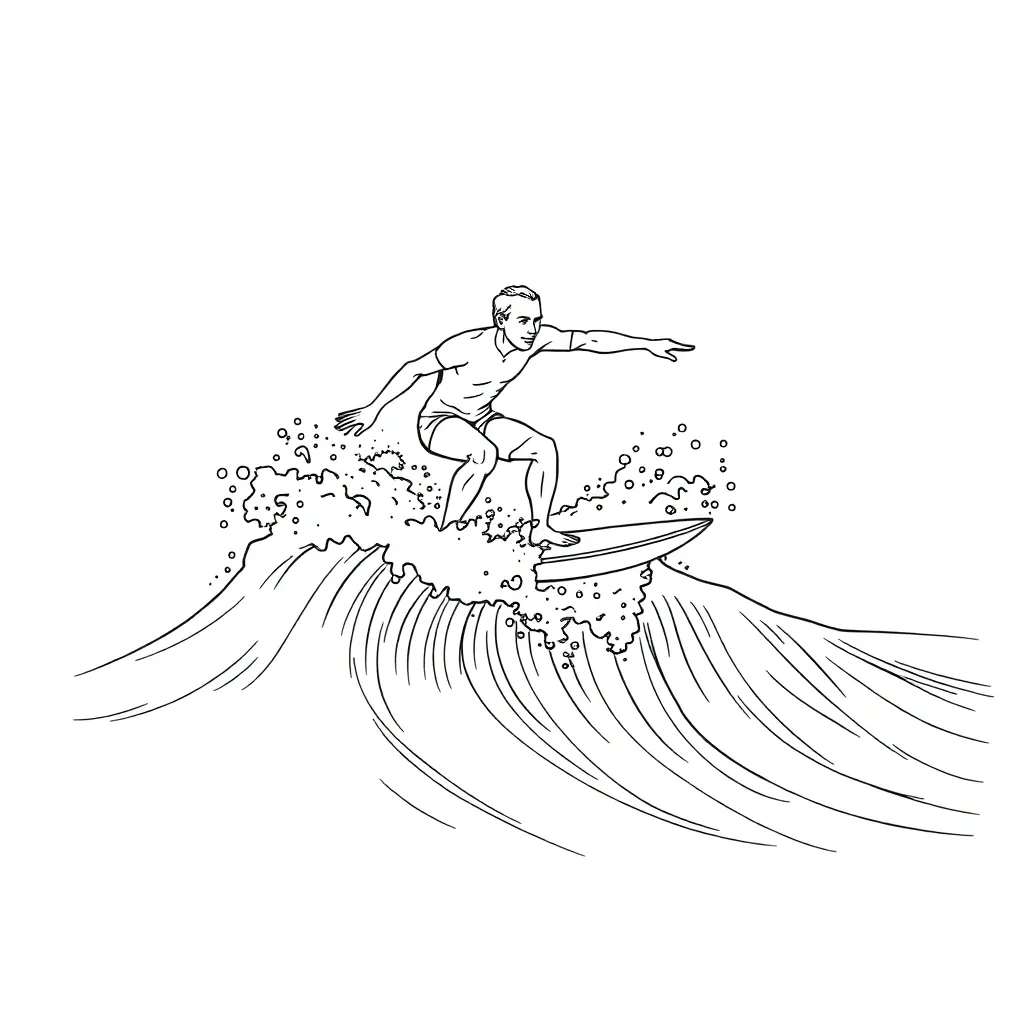 Surfer coloring page