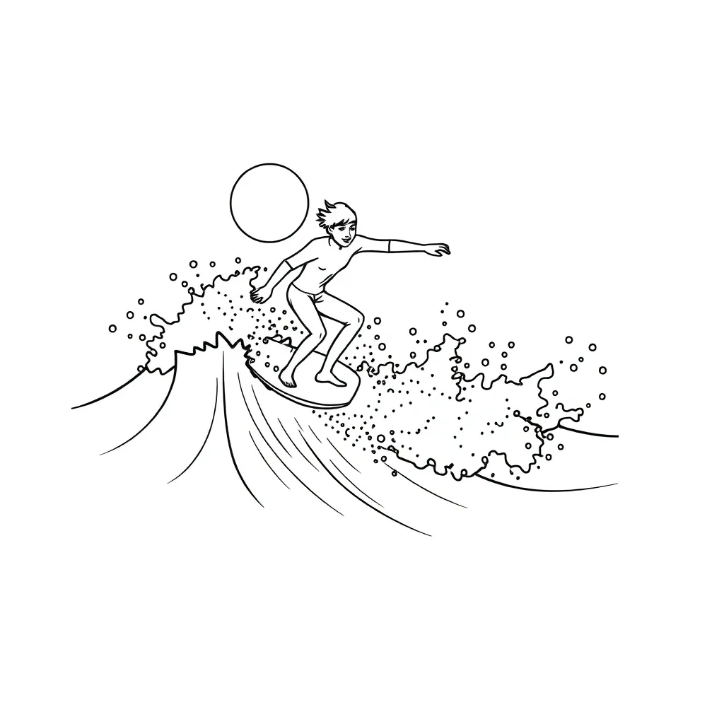 Surfer coloring page