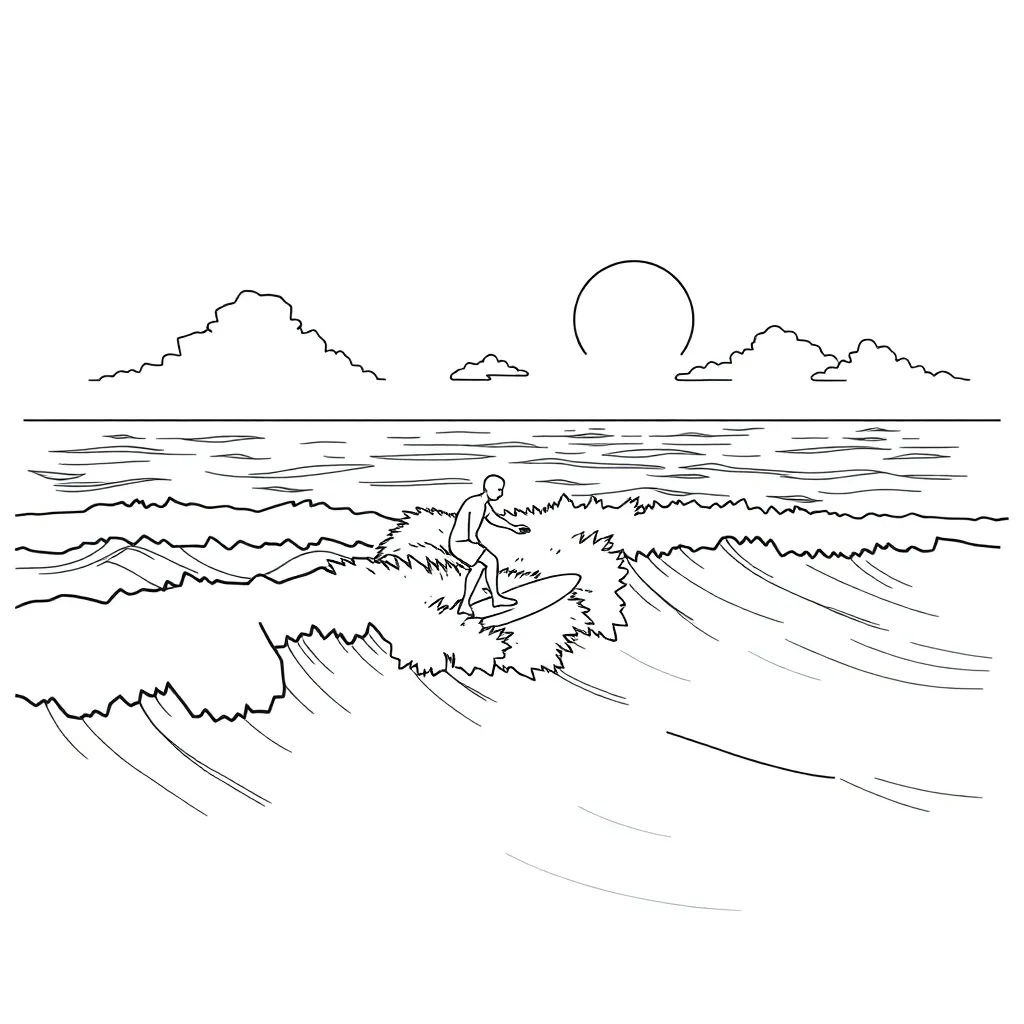 Surfer coloring page