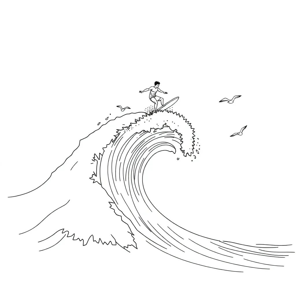 Surfer coloring page