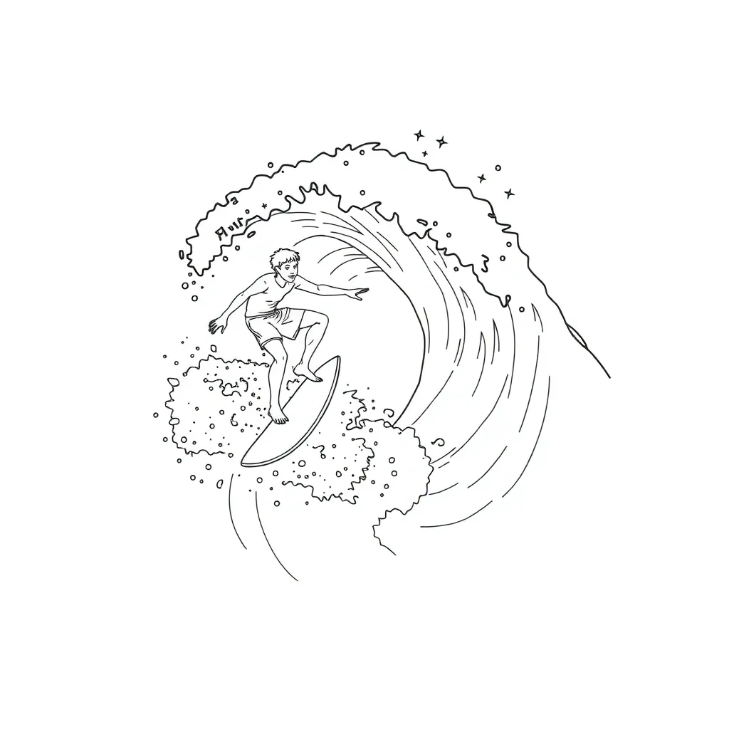 Surfer coloring page