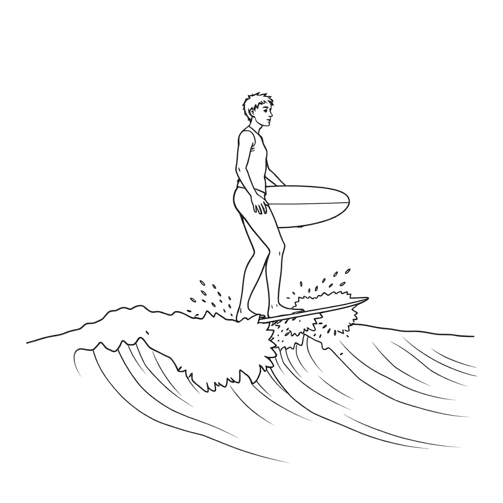 Surfer coloring page