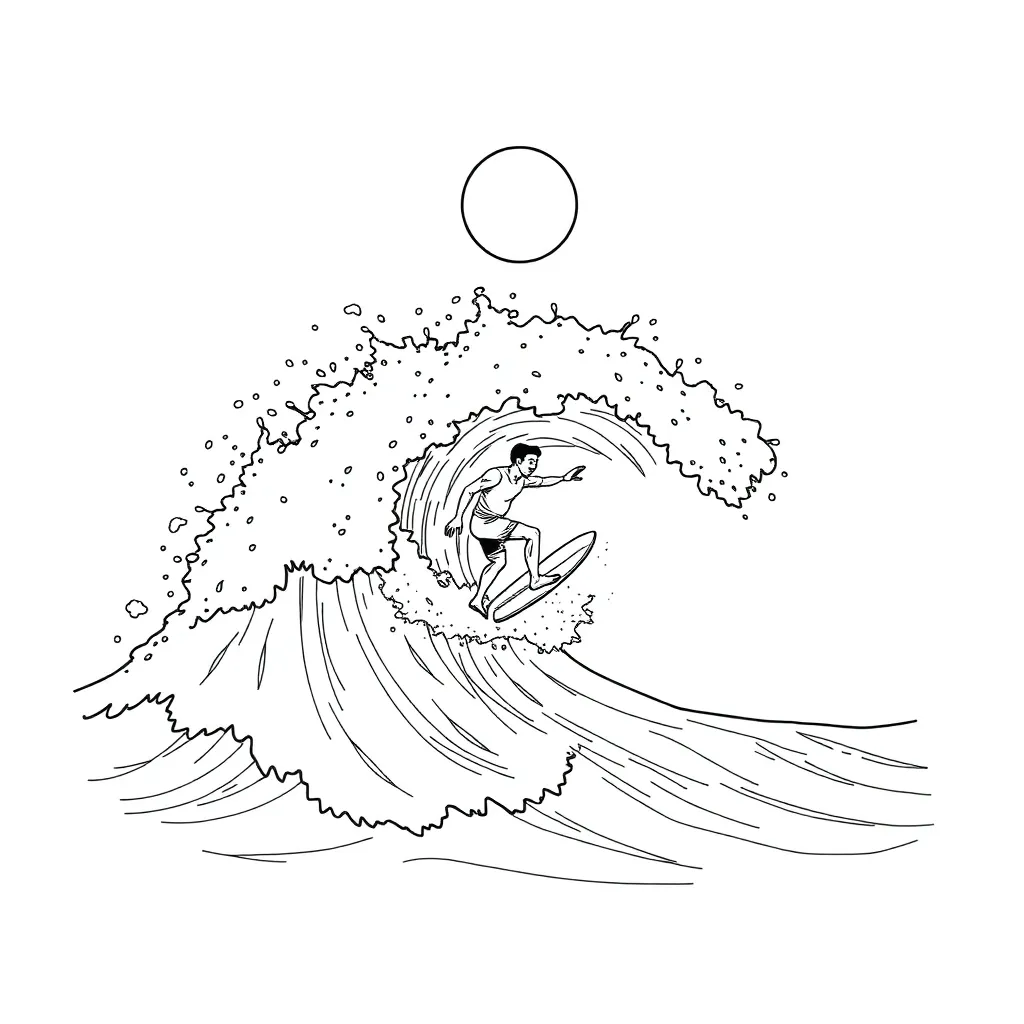 Surfer coloring page