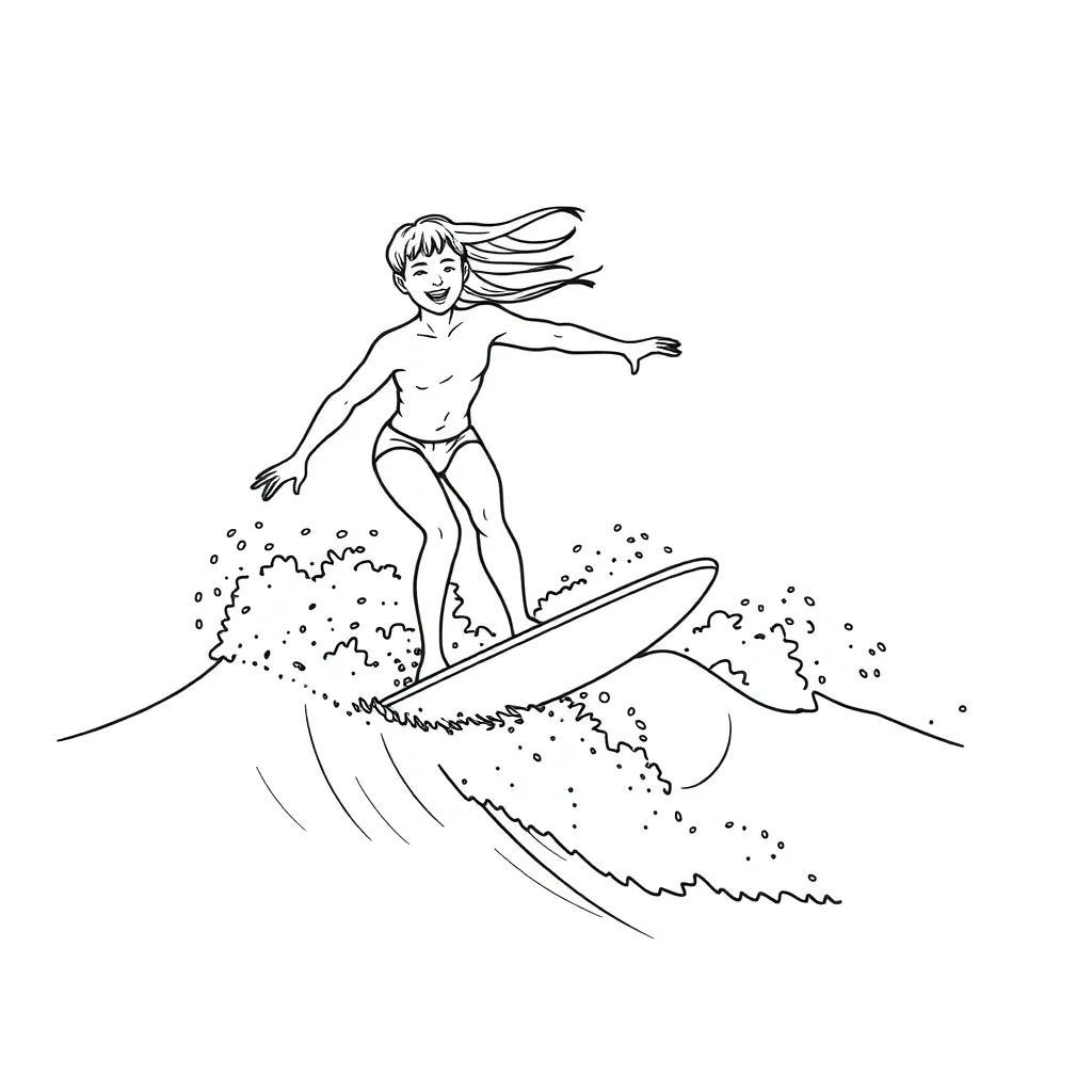 Surfer coloring page