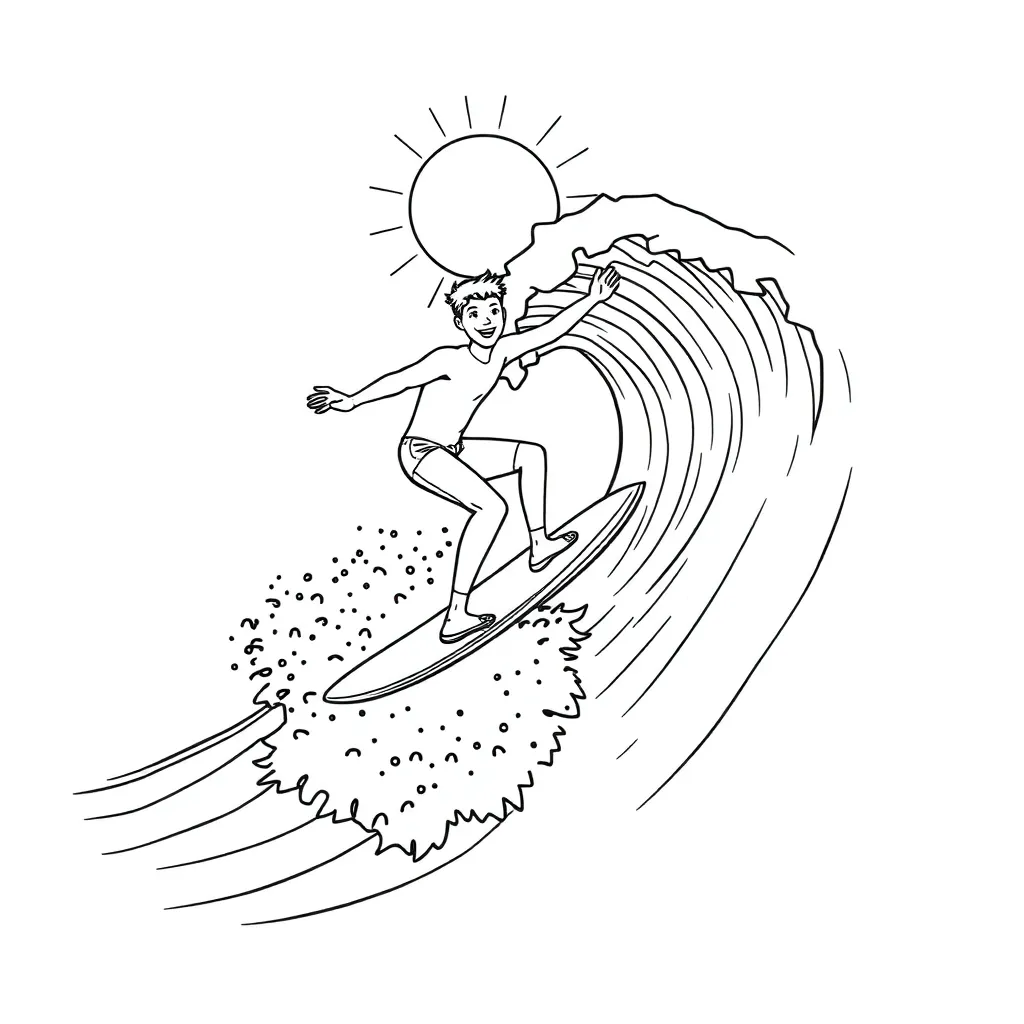 Surfer coloring page