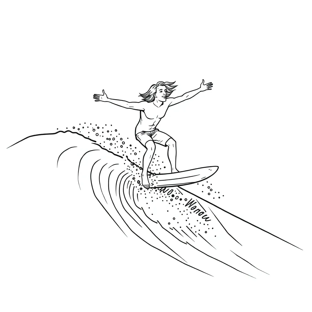 Surfer coloring page