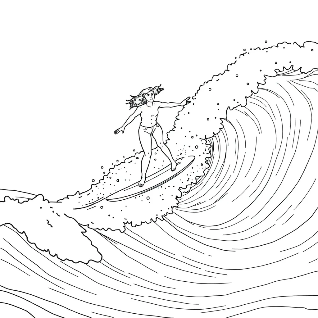 Surfer coloring page