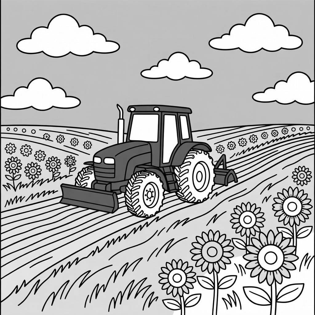 Tractor coloring page