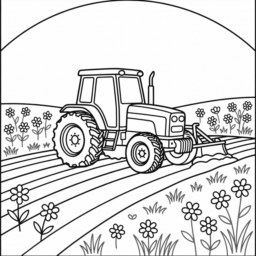 Tractor coloring page