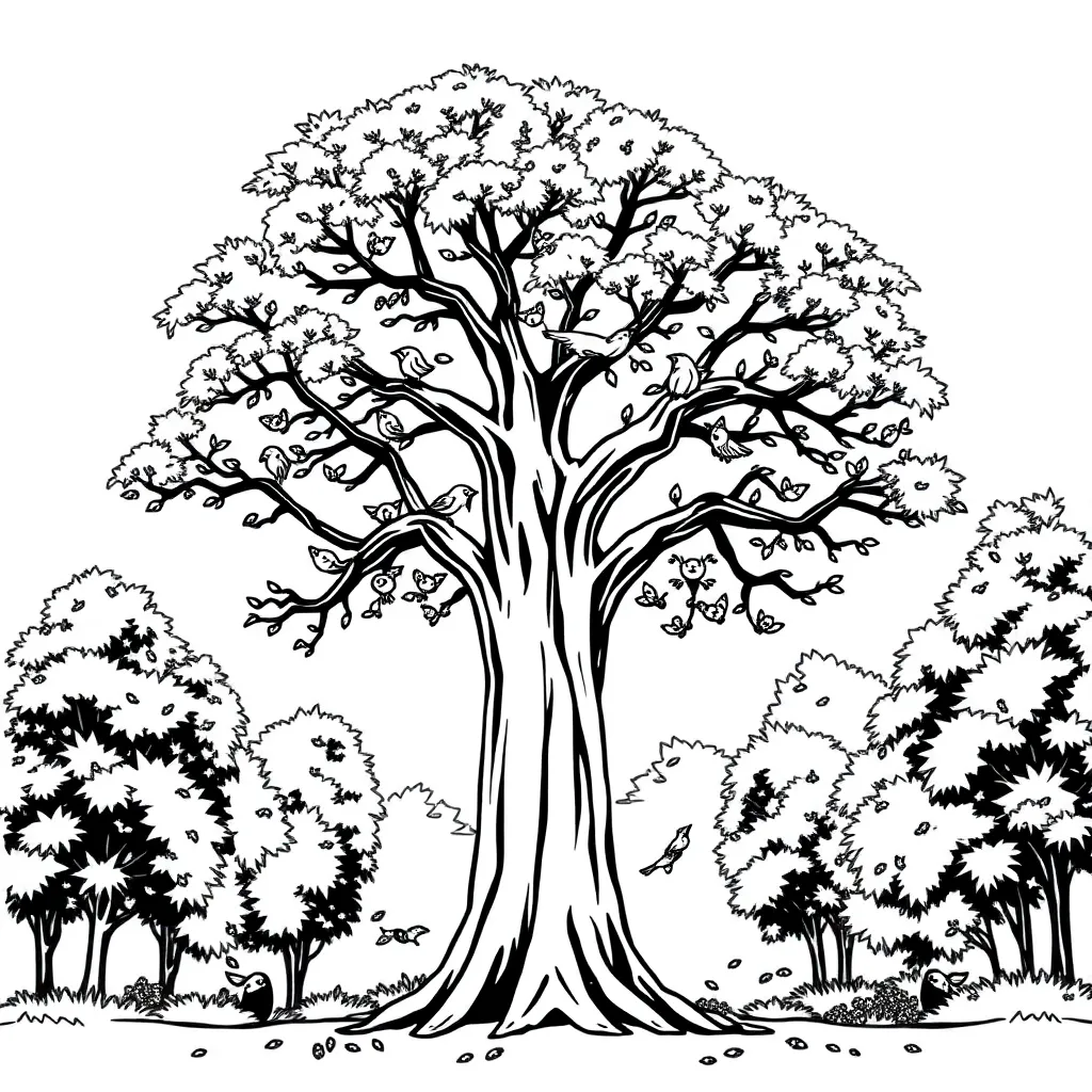 Tree coloring page