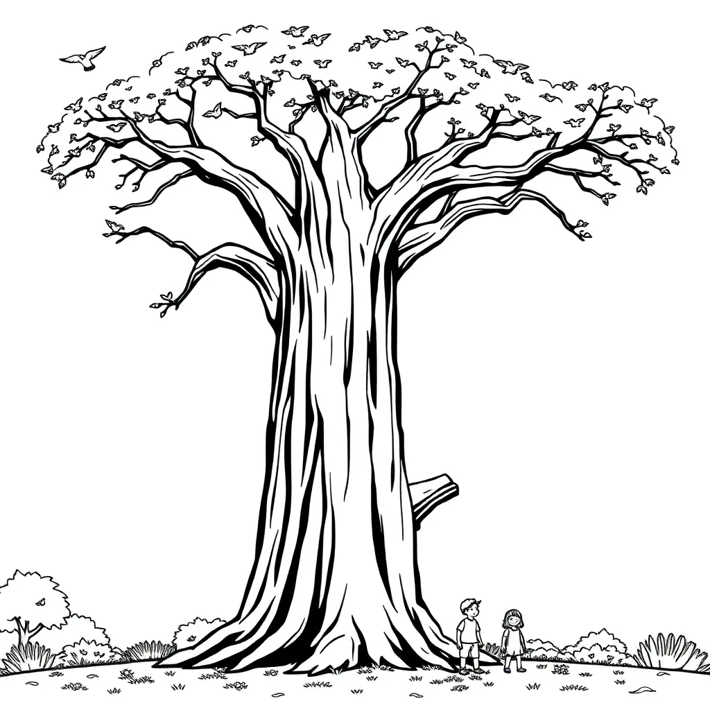 Tree coloring page