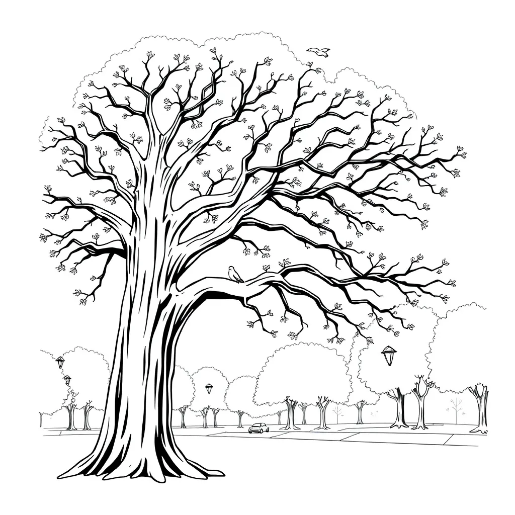 Tree coloring page