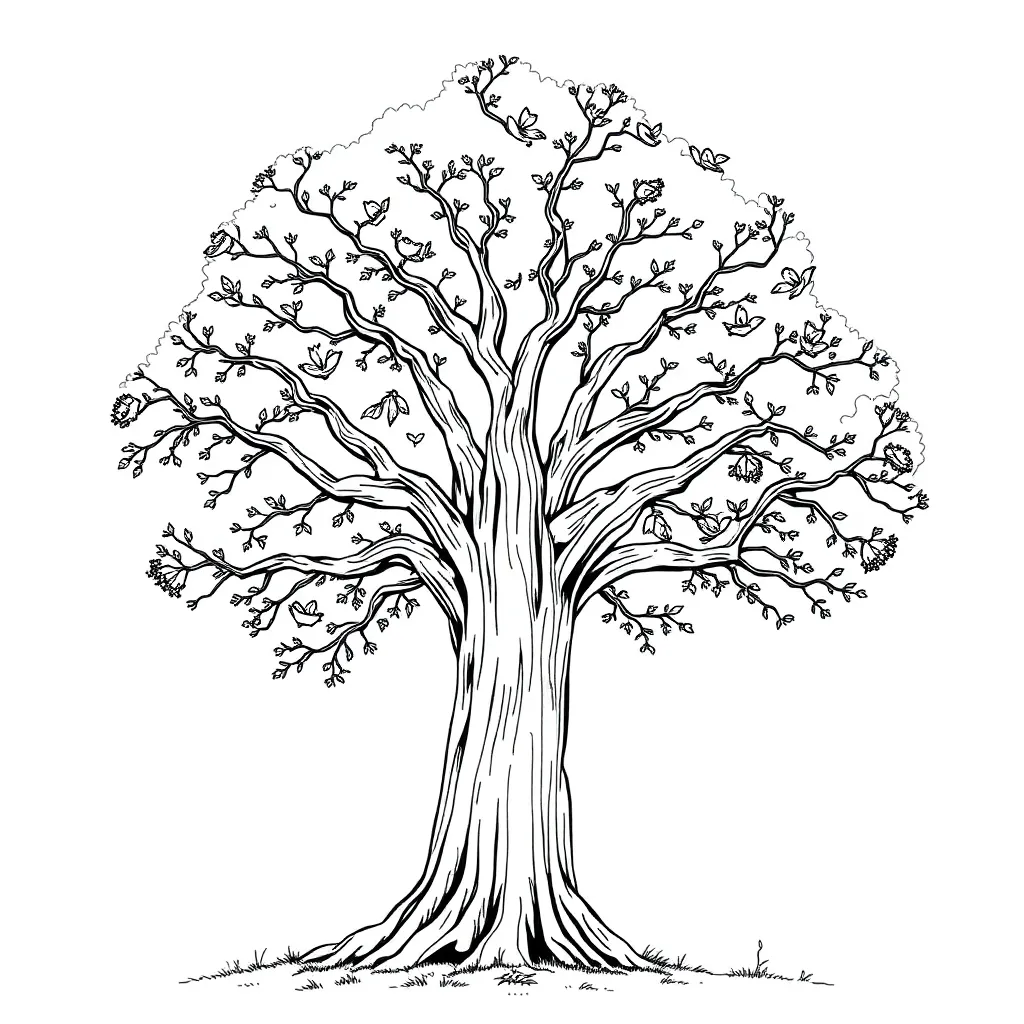 Tree coloring page