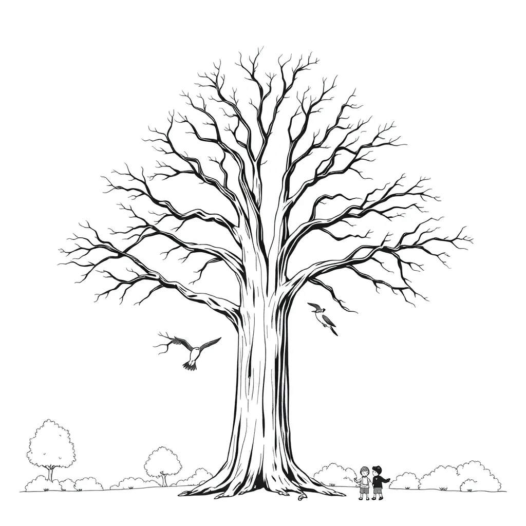 Tree coloring page