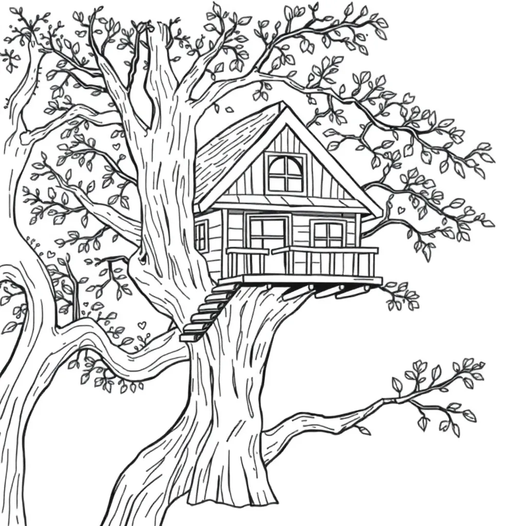 Treehouse coloring page