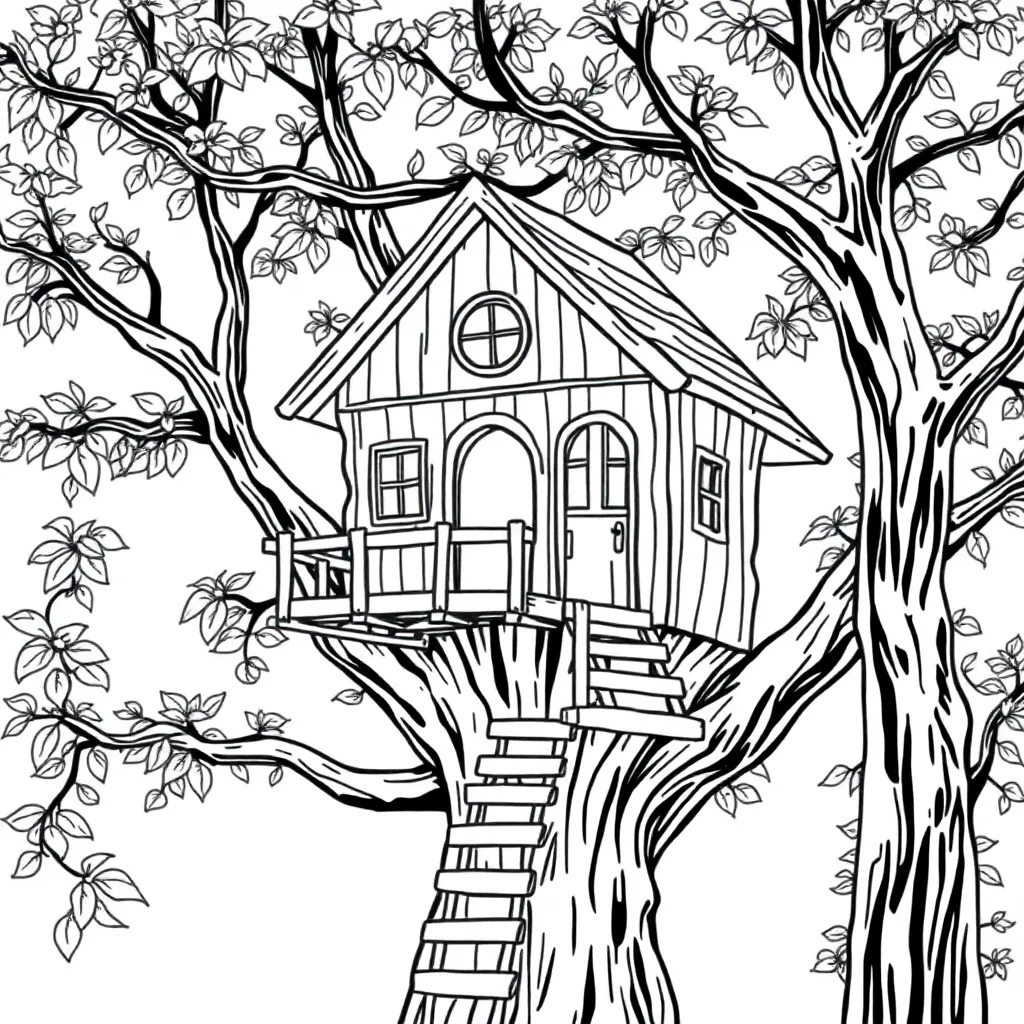 Treehouse coloring page