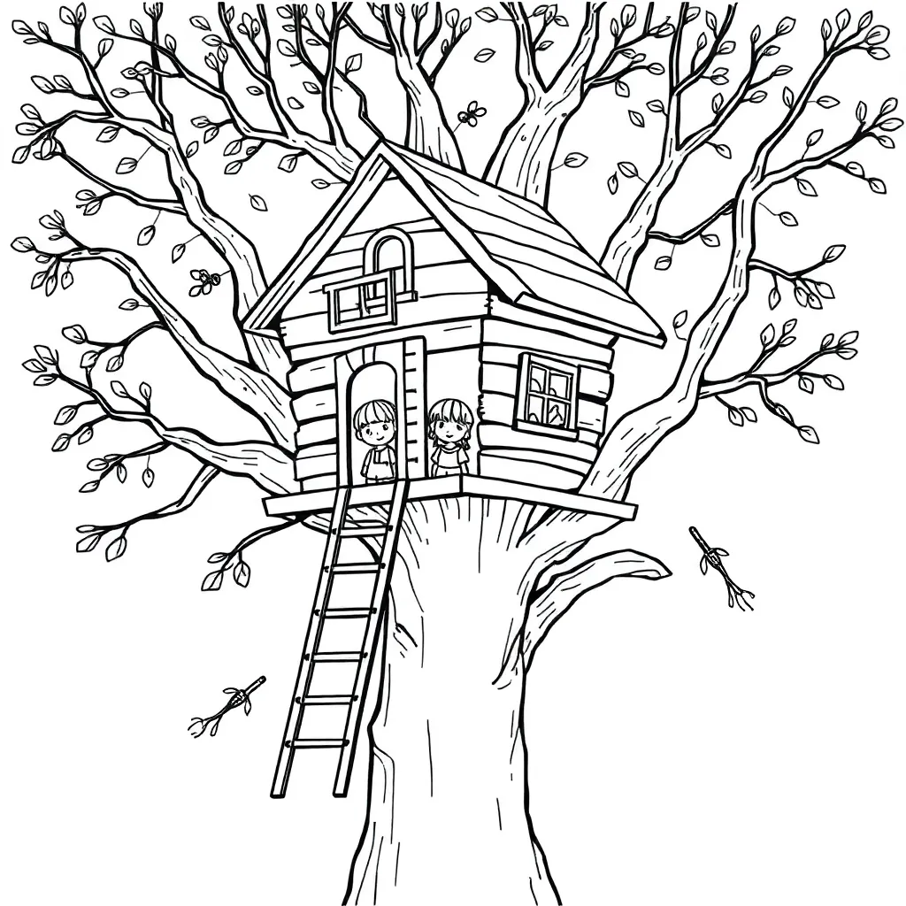 Treehouse coloring page